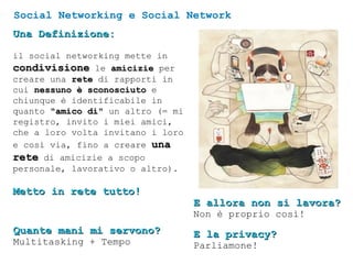 Social Networking e Social Network Una Definizione: il social networking mette in  condivisione  le  amicizie  per creare ...