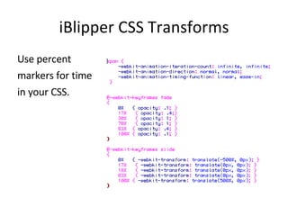 iBlipper CSS Transforms Use percent  markers for time in your CSS. 