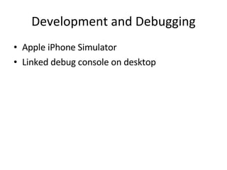 Development and Debugging Apple iPhone Simulator Linked debug console on desktop 