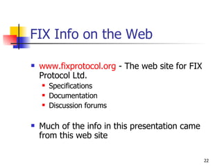 Intro To The FIX Protocol presented at BarCampNYC3 | PPT