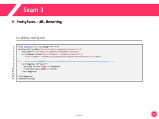 26 
Seam 3 
PrettyFaces : URL Rewriting 
 