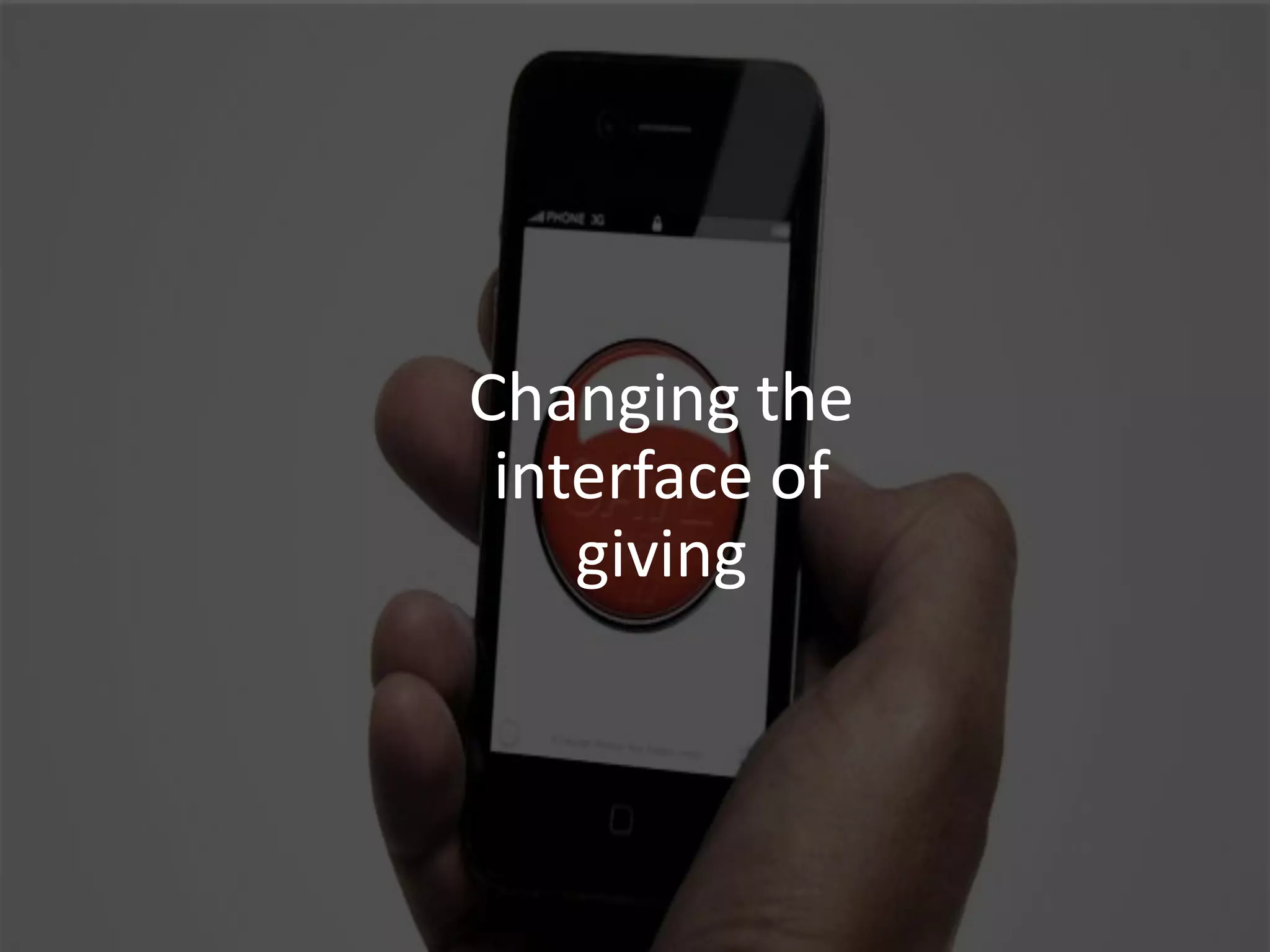 Changing the interface of saving


          Changing the
           interface of
              giving
 