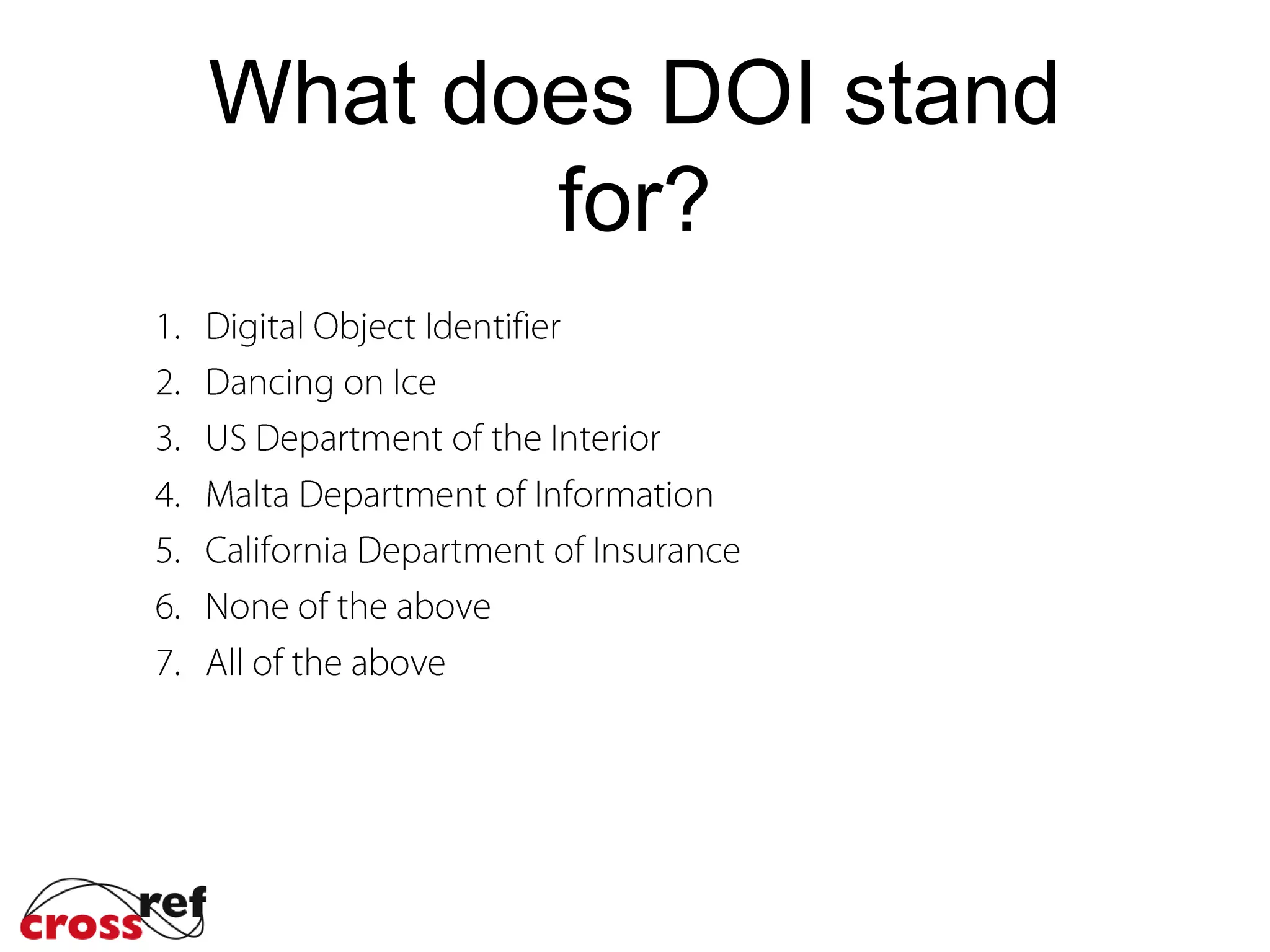 What does DOI stand
for?
g.
 