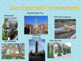 Torre del
Poble Nou
Parc del ClotVila Olímpica
Monument
doctor Trueta
Parc de la Llacuna
Hospital Sant Pau
 