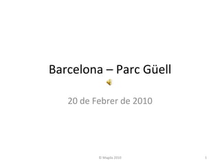 Barcelona – Parc Güell 20 de Febrer de 2010 © Magda 2010 