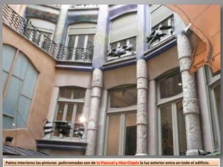 Patios interiores las pinturas policromadas son de Iu Pascual y Alex Clapés la luz exterior entra en todo el edificio.
 