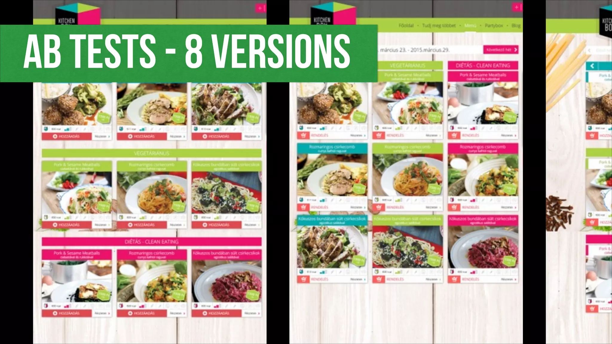 AB TESTS - 8 versions
 