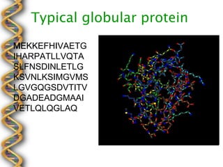 Typical globular protein
ME
MEKKEFHIVAETG
MEKKEFHIVA
MEKK
MEK
IHARPATLLVQTA
SLFNSDINLETLG
KSVNLKSIMGVMS
LGVGQGSDVTITV
DGADEADGMAAI
VETLQLQGLAQ
 