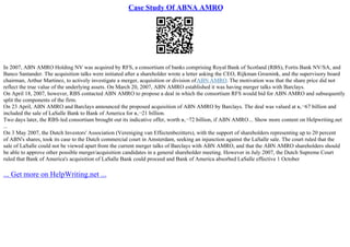 Barclays Plc And Abn Amro Case Study | PPT