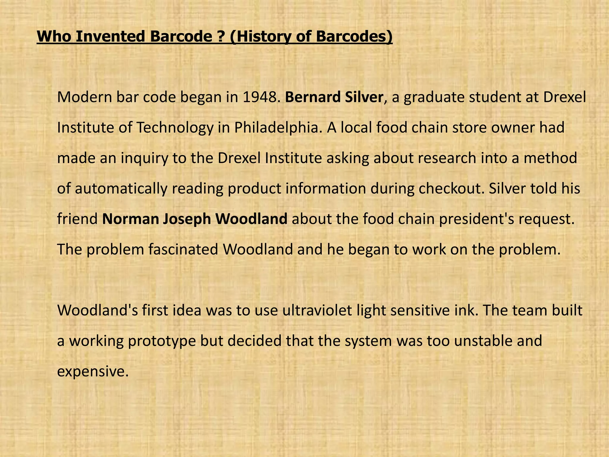 Barcode invention & evolution | PPT