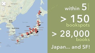 5




              months
     within

   >bookspots
     150
> 28,000
      books
Japan... and SF!
 