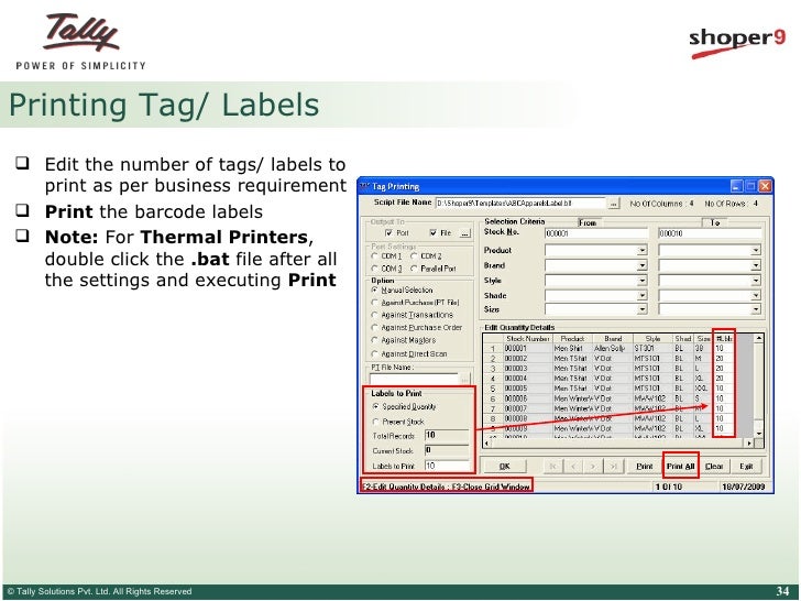 Barcode in shoper 9 Oracle to Tally Tally TDL International Solutions Provider
