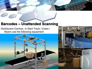 Add text title

Barcodes – Unattended Scanning
Distribution Centres in Start Track / Coles /
   Myers use the following equipment
 