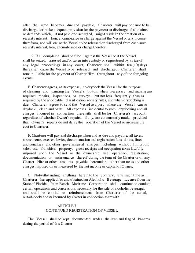 Yacht Charter Agreement Template