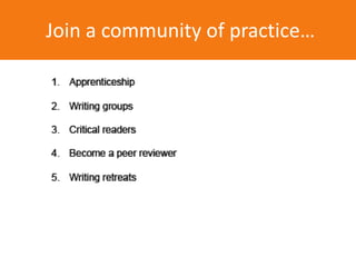 A community of writersJoin a community of practice…
 