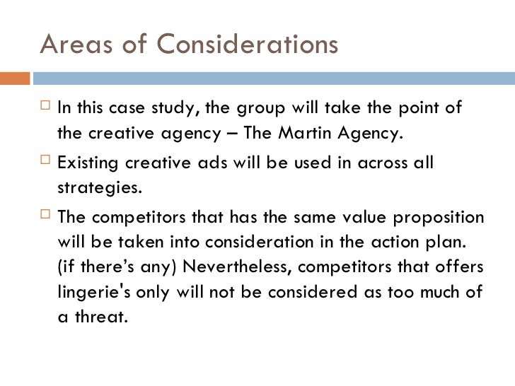example of areas of consideration in case study
