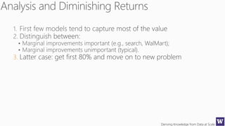 Deriving Knowledge from Data at Scale
3. Latter case: get first 80% and move on to new problem
 