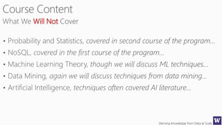 Deriving Knowledge from Data at Scale
Will Not
 