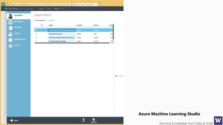 Deriving Knowledge from Data at Scale
Azure Machine Learning Studio
 