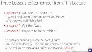 Deriving Knowledge from Data at Scale
• Lesson #1
• Lesson #2
• Lesson #3
15% Bing
 
