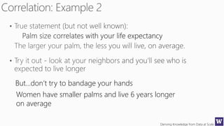 Deriving Knowledge from Data at Scale
Women have smaller palms and live 6 years longer
on average
But…don’t try to bandage your hands
 