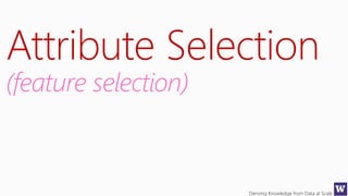 Deriving Knowledge from Data at Scale
Attribute Selection
(feature selection)
 