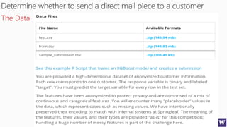 Deriving Knowledge from Data at Scale
The Data
 