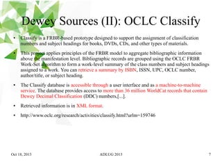 Catalog enrichment: importing Dewey Decimal Classification from ...