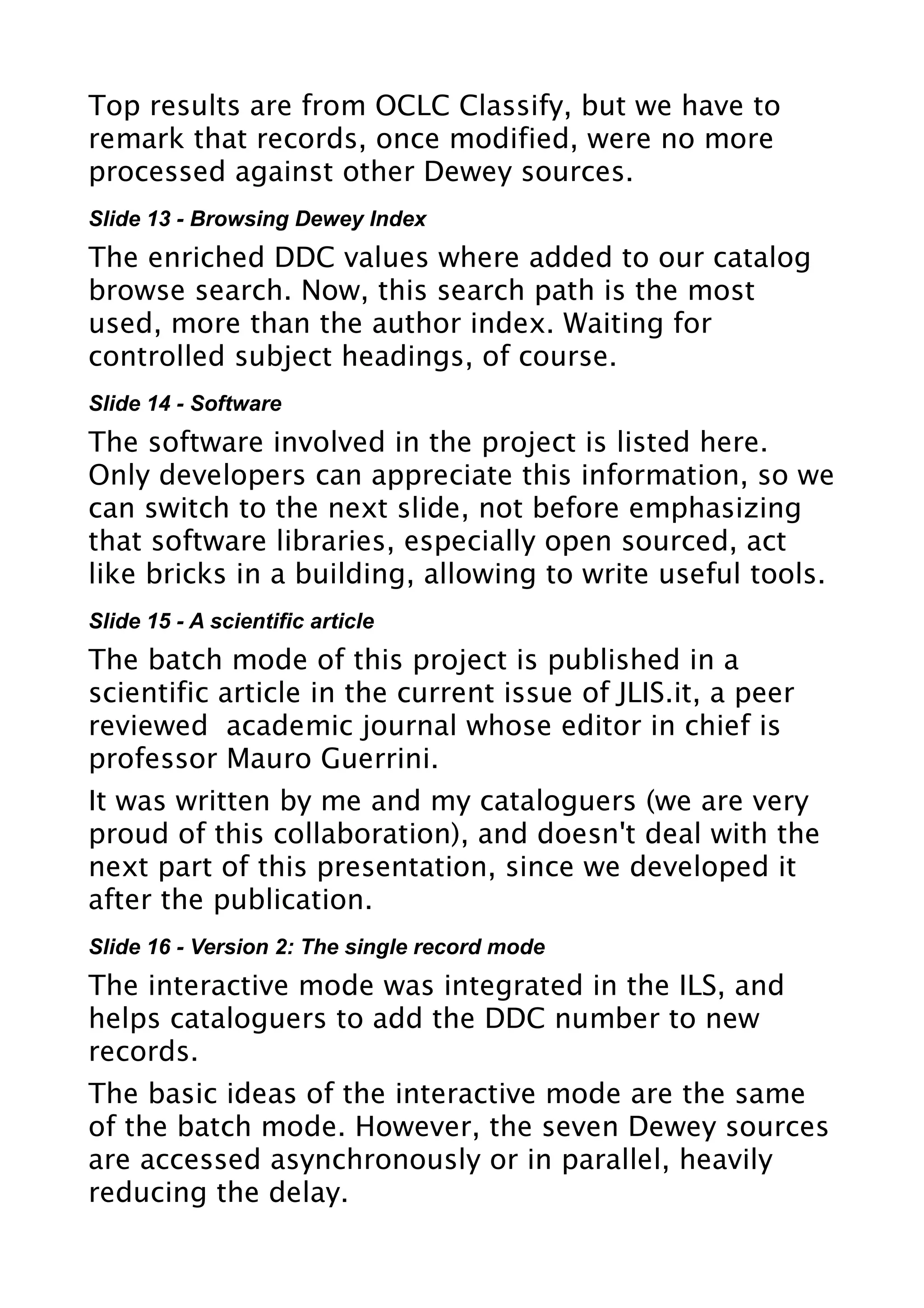 Catalog enrichment: importing Dewey Decimal Classification from ...