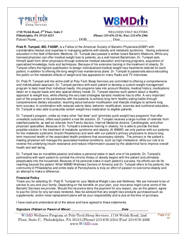 bariatric weight loss forms for poly tech sleep and w8md weight los
