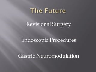 Revisional Surgery
Endoscopic Procedures
Gastric Neuromodulation
 