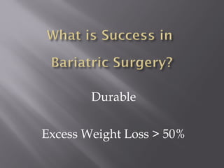 Durable
Excess Weight Loss > 50%
 