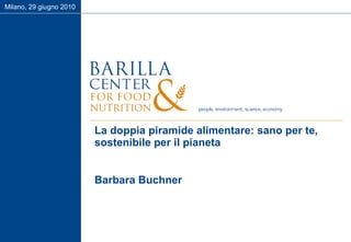 La doppia piramide alimentare: sano per te, sostenibile per il pianeta Barbara Buchner Milano, 29 giugno 2010 