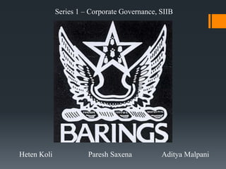 Series 1 – Corporate Governance, SIIB




Heten Koli             Paresh Saxena          Aditya Malpani
 