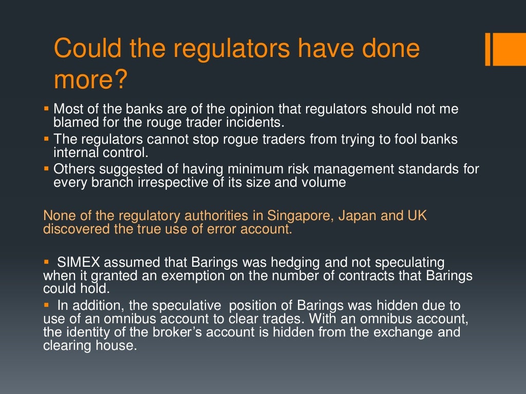 Barings bank a failure in risk management