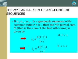 THE  n th PARTIAL SUM OF AN GEOMETRIC SEQUENCES 