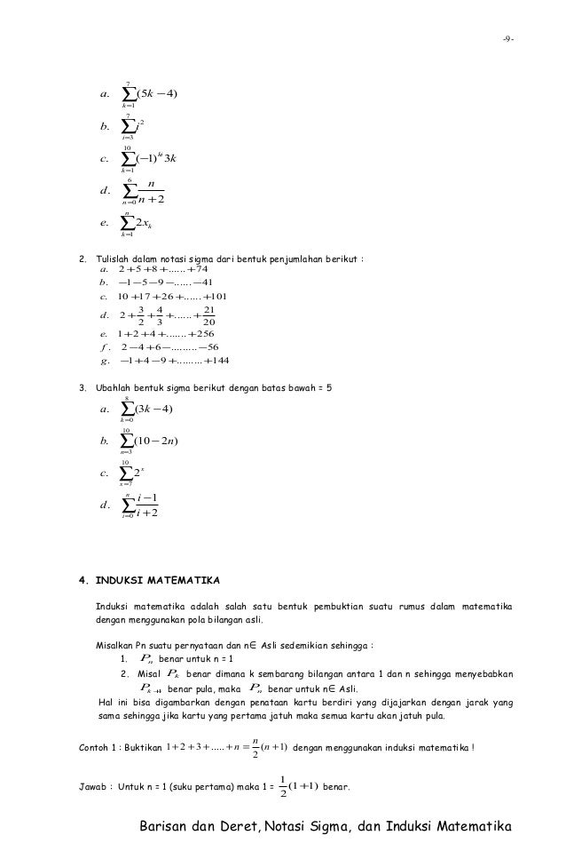 Notasi Sigma Contoh Soal