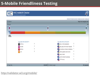 5-Mobile Friendliness Testing
http://validator.w3.org/mobile/
 