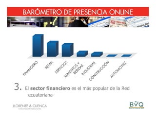 3.   El sector financiero es el más popular de la Red
       ecuatoriana
 