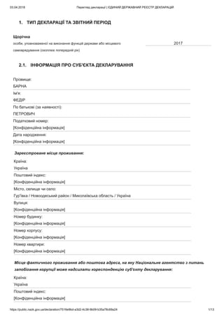 03.04.2018 Перегляд декларації | ЄДИНИЙ ДЕРЖАВНИЙ РЕЄСТР ДЕКЛАРАЦІЙ
https://public.nazk.gov.ua/declaration/7516e9bd-a3d2-4...