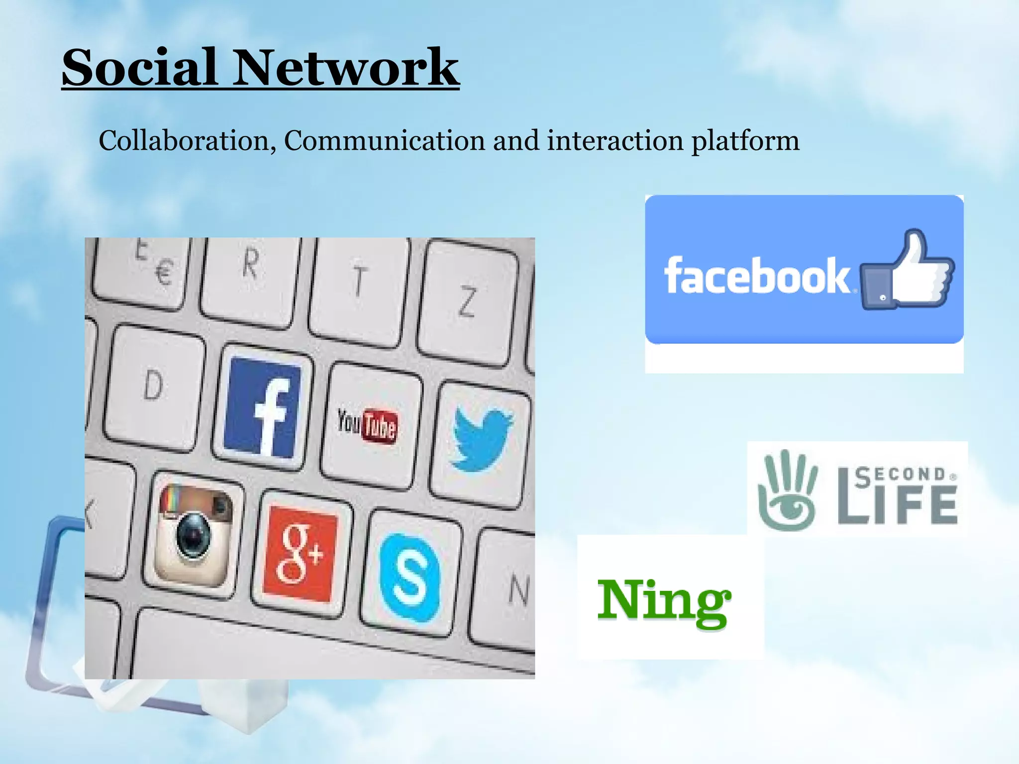 Social Network
Collaboration, Communication and interaction platform
 
