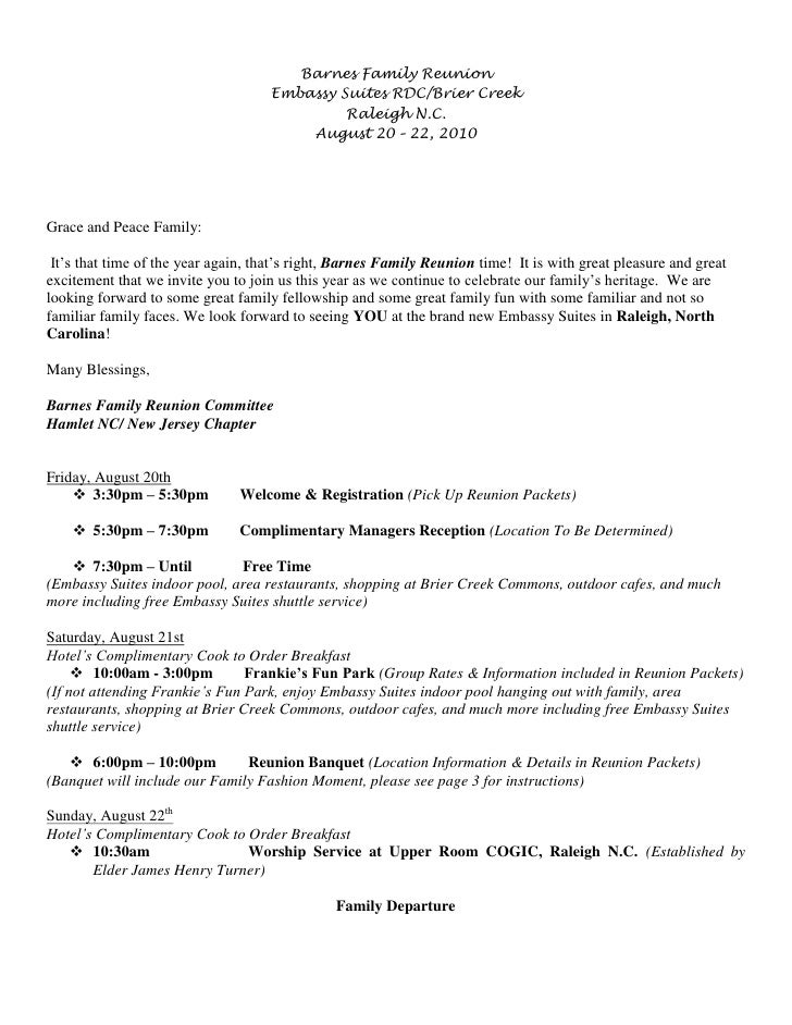 Barnes Reunion Registration 2010