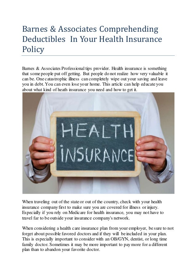 Barnes Amp Associates Comprehending Deductibles In Your Health Ins