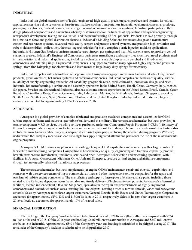 Barnes Group Inc 2016 Annual Report Pdf Final
