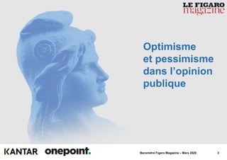 3Baromètre Figaro Magazine – Mars 2020
Optimisme
et pessimisme
dans l’opinion
publique
 