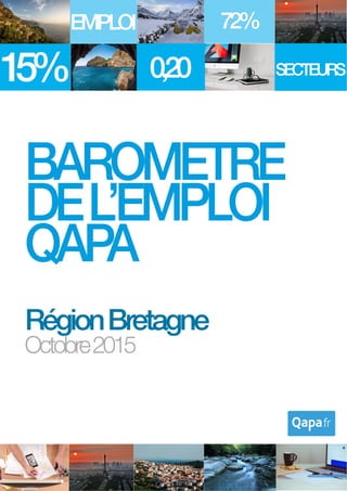 Octobre 2015 - Baromètre de l’emploi en région Bretagne par Qapa - Tous droits réservés. 1
 
