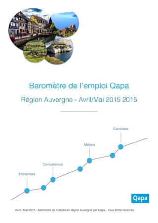 Avril / Mai 2015 - Baromètre de l’emploi en région Auvergne par Qapa - Tous droits réservés.
Baromètre de l’emploi Qapa
Région Auvergne - Avril/Mai 2015 2015
 