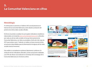 Barómetro de Redes Sociales de los Destinos Turísticos de la Comunitat Valenciana 37
5.
La Comunitat Valenciana en cifras
...