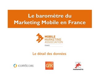 Le baromètre du
Marketing Mobile en France




      Le détail des données
 