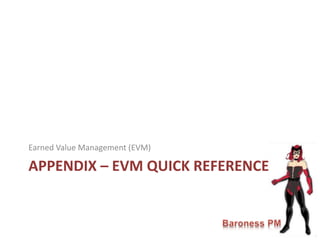 APPENDIX – EVM QUICK REFERENCE
Earned Value Management (EVM)
 